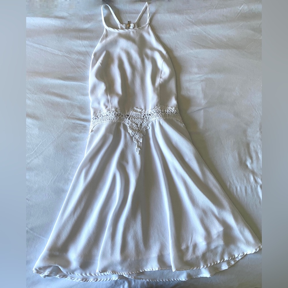Charlotte Russe Crochet Skater Dress White